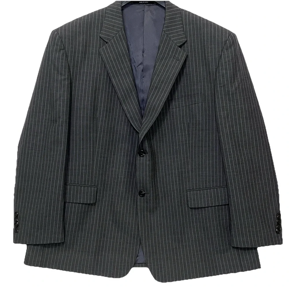 Lauren Ralph Lauren Blazer Mens 46S‎ Gray Pin Stripe Suit Jacket Wool Sport Coat